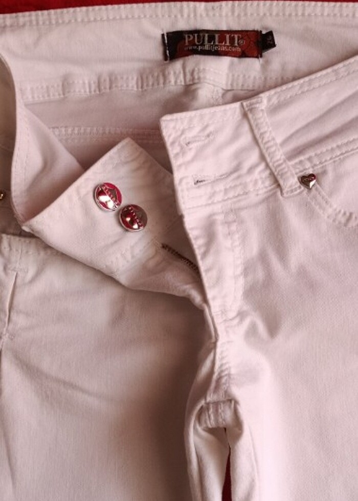 Beyaz kapri jean pantolon  - Görsel 3