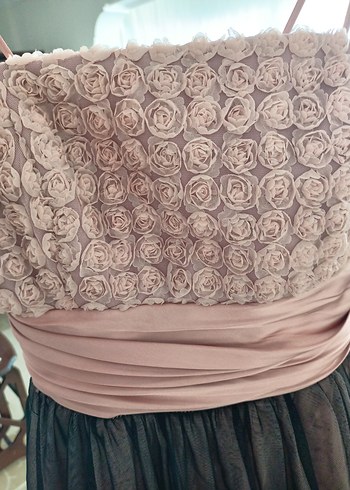 Fırfırlı Straplez Pembe Uzun Abiye Elbise - Görsel 5