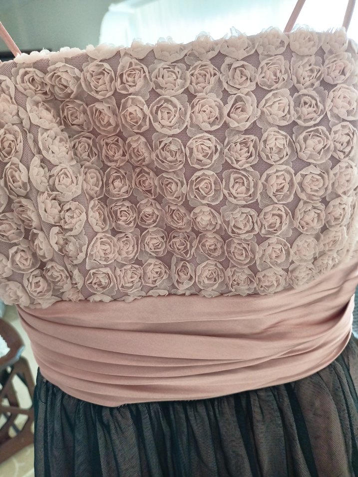 Fırfırlı Straplez Pembe Uzun Abiye Elbise - Görsel 5