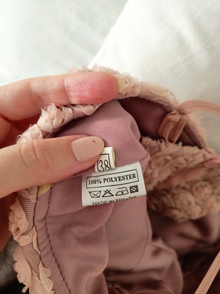 Fırfırlı Straplez Pembe Uzun Abiye Elbise - Görsel 4