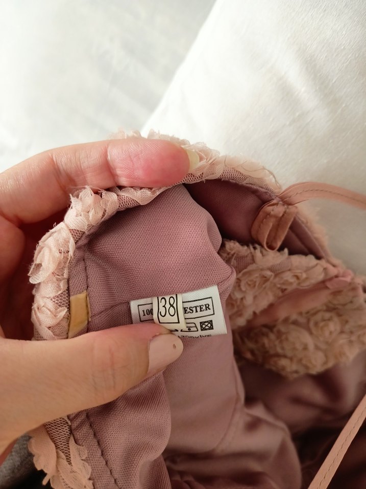 Fırfırlı Straplez Pembe Uzun Abiye Elbise - Görsel 3