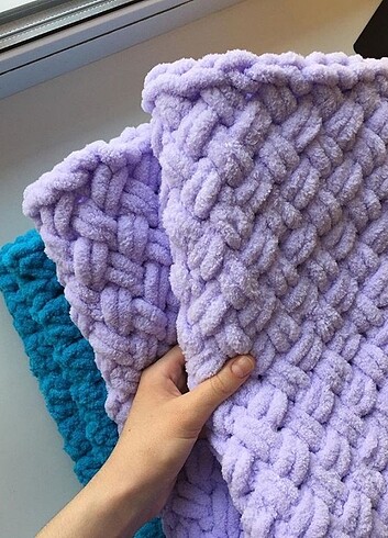 Lila renk puffy bebek battaniyesi