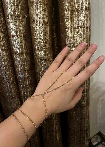 Altın Renk Zincir Detaylı Kadın El Zinciri - Görsel 2