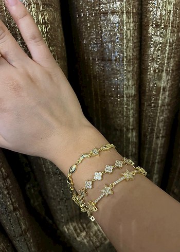 Zincir Detaylı Altın Rengi Bohem Bileklik - Görsel 2