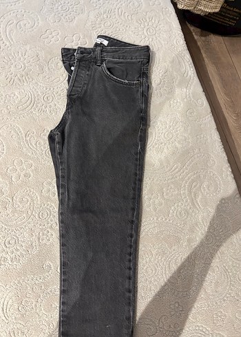 Gri Denim Düğmeli Jean - Görsel 3