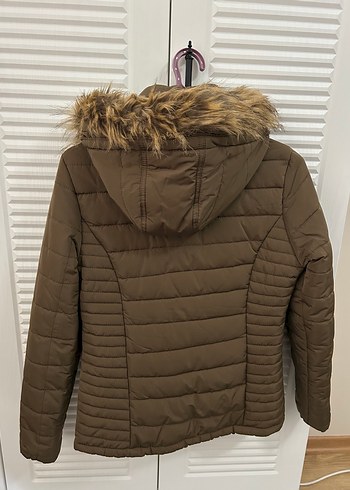 Haki Kürklü Kadın Kışlık Mont - Görsel 2