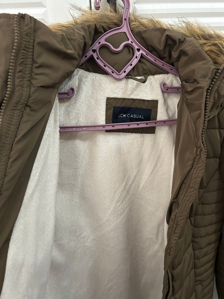 Haki Kürklü Kadın Kışlık Mont - Görsel 3