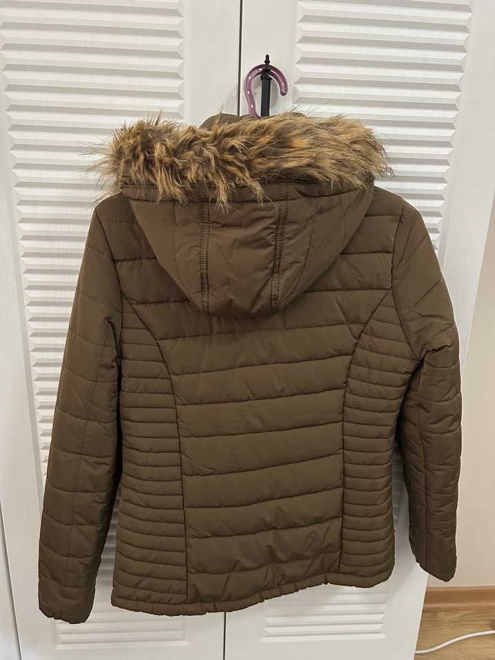 Haki Kürklü Kadın Kışlık Mont - Görsel 2