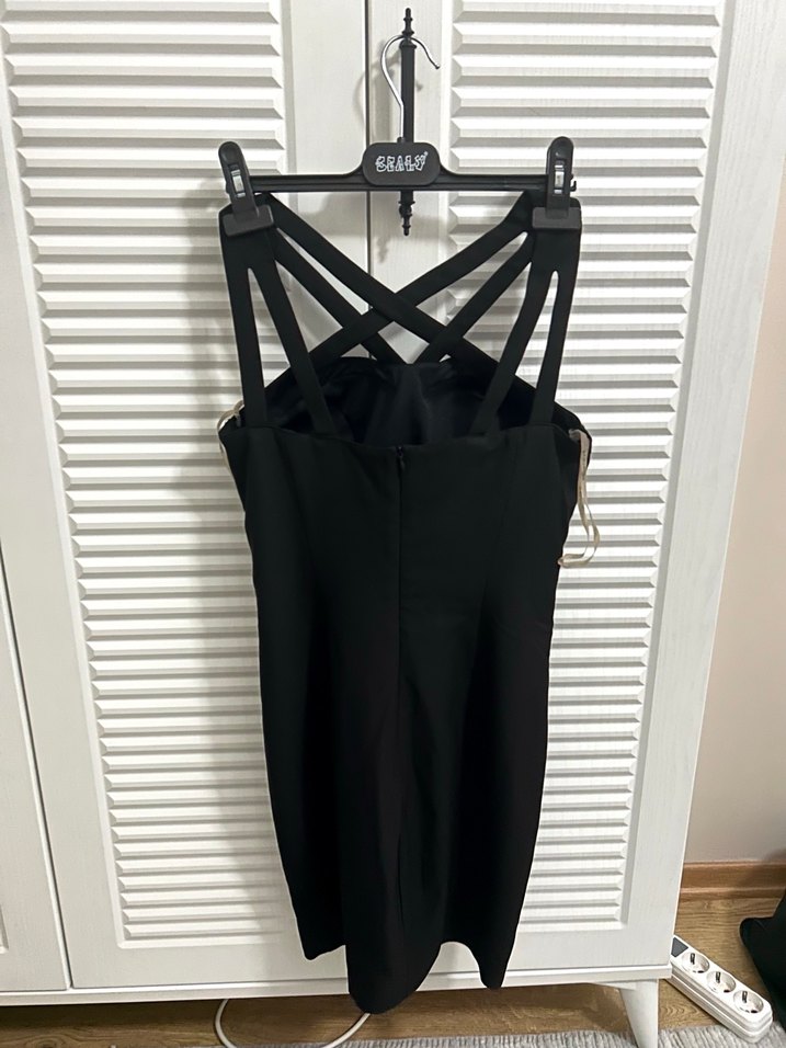 Siyah çapraz model Elbise - Görsel 3