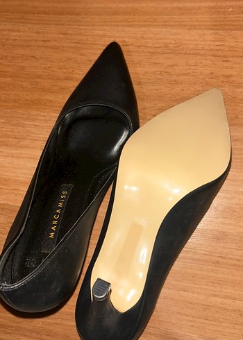 Siyah Deri Stiletto Topuklu Kadın Ayakkabı - Görsel 3