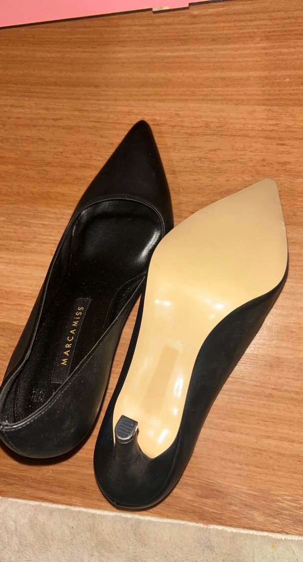 Siyah Deri Stiletto Topuklu Kadın Ayakkabı - Görsel 3