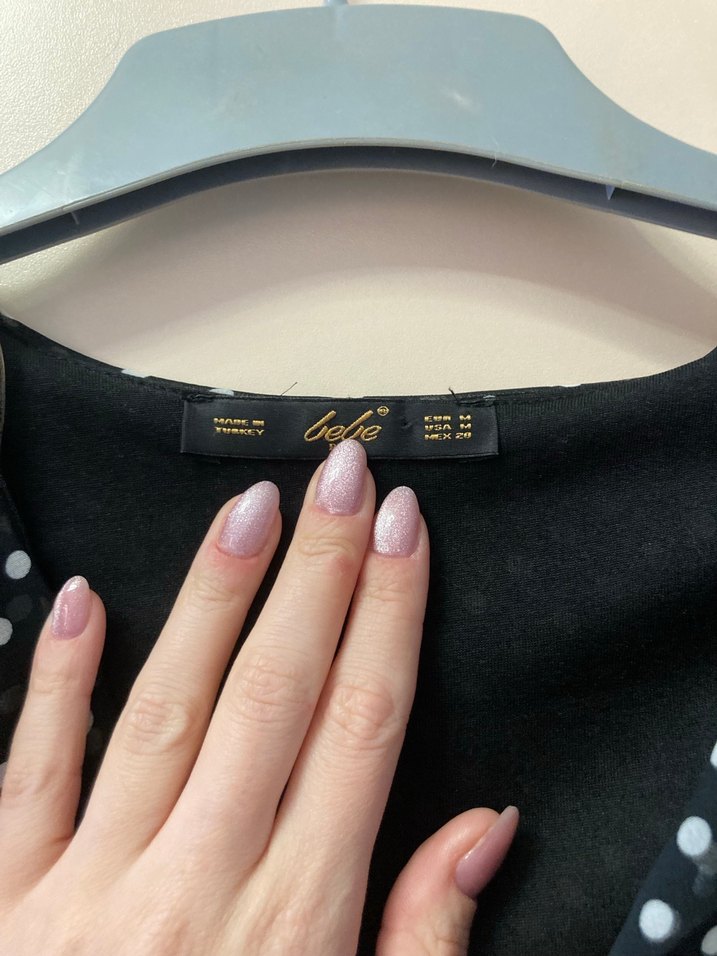 Siyah Puantiyeli V Yaka Midi Elbise - Görsel 4