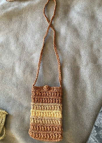 Bej Örgü Hasır Bohem Kadın Çapraz Çanta - Görsel 4