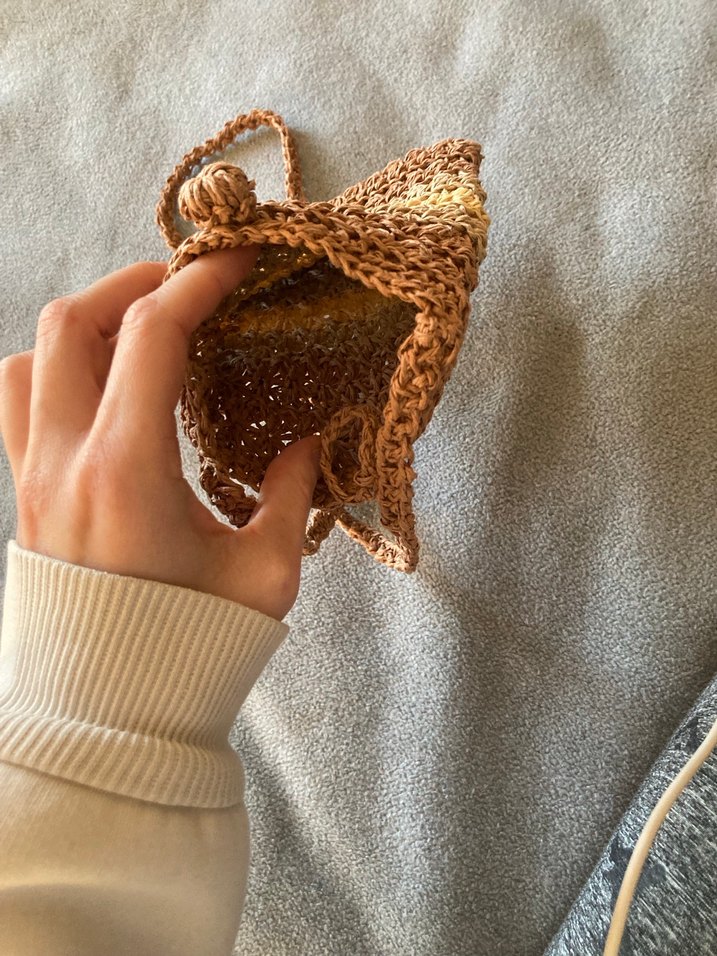 Bej Örgü Hasır Bohem Kadın Çapraz Çanta - Görsel 2