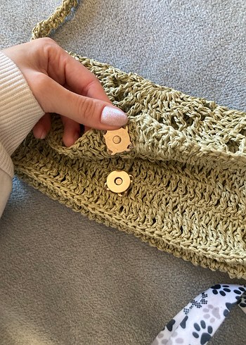 Dantel Detaylı Hasır Bohem Örgü Kadın Çapraz Çanta - Görsel 2