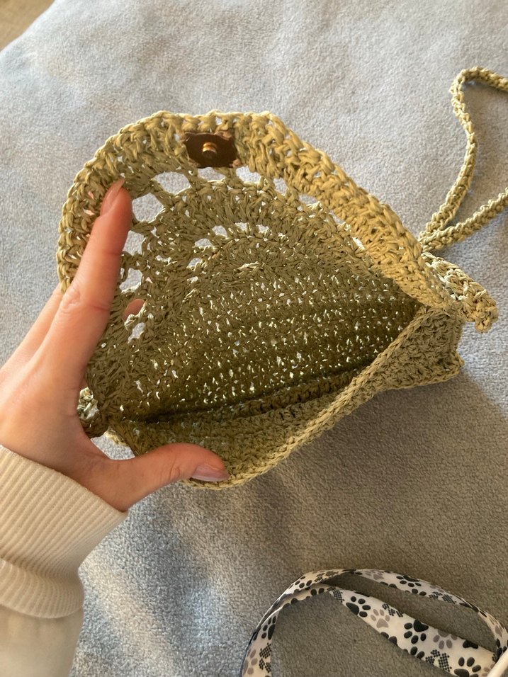 Dantel Detaylı Hasır Bohem Örgü Kadın Çapraz Çanta - Görsel 3