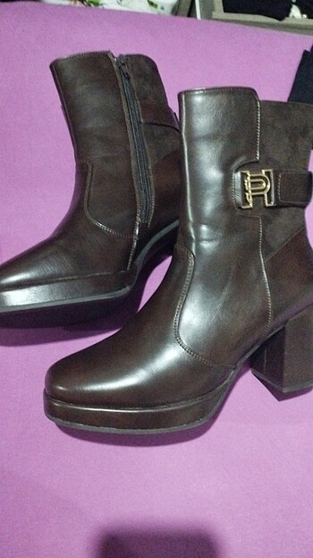 Kahverengi Vintage topuklu bot - Görsel 3