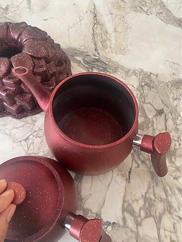 Beden bordo Renk Granit çaydanlık takımı kek kalıbı