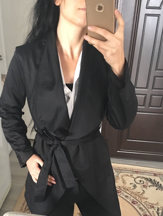 Zara siyah trenchcoat