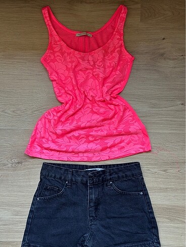Vintage Love Pembe dantel detay sıfırkol bluz M L beden uyumlu