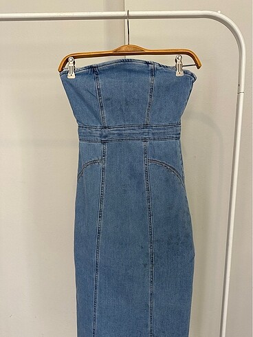 s Beden mavi Renk Mavi Uzun straplez kot elbise s beden sıfır etiketli #zara #kot 
