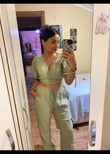 Kadın V Yaka Loose Fit Tulum