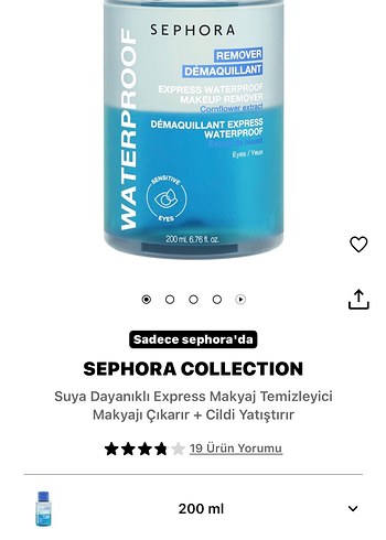 Sephora Sephora Suya Dayanıklı Makyaj Temizleyici 200 ml