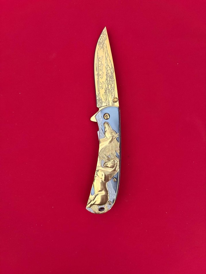 COLOMBİA FULL AT GRAVÜR İŞLEMELİ YARI OTAMATİK CEP ÇAKISI - Görsel 2