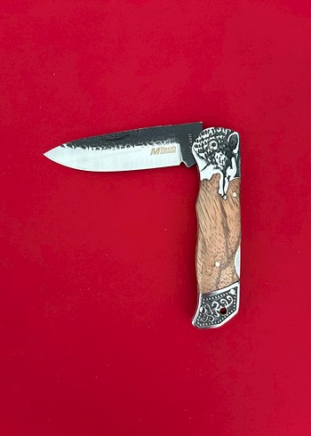 M TECH DÖVME ÇELİK KURT GRAVÜRLÜ SIRTTAN KİLİT CEP ÇAKISI - Görsel 4