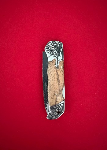 M TECH DÖVME ÇELİK KURT GRAVÜRLÜ SIRTTAN KİLİT CEP ÇAKISI - Görsel 6