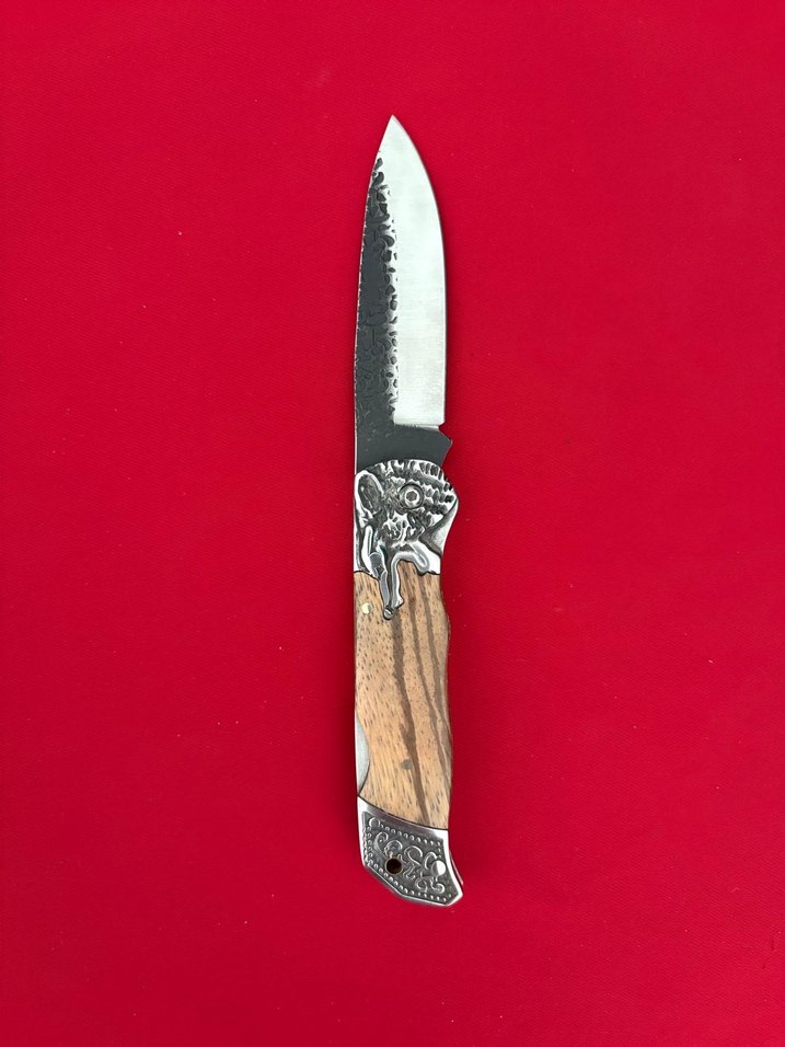 M TECH DÖVME ÇELİK KURT GRAVÜRLÜ SIRTTAN KİLİT CEP ÇAKISI - Görsel 3