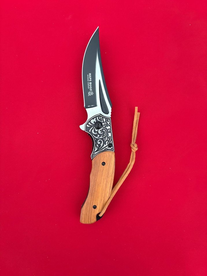 HABS BUGS HANÇER MODEL GRAVÜR İŞLEMELİ MAUN KABZE ÇAKI - Görsel 2