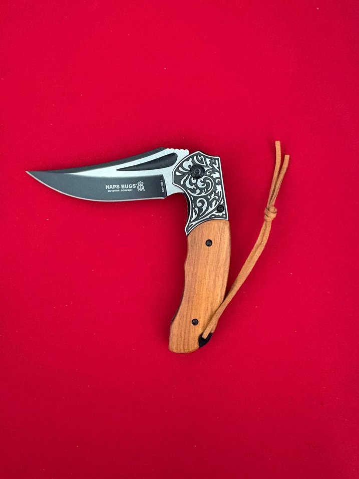 HABS BUGS HANÇER MODEL GRAVÜR İŞLEMELİ MAUN KABZE ÇAKI - Görsel 4