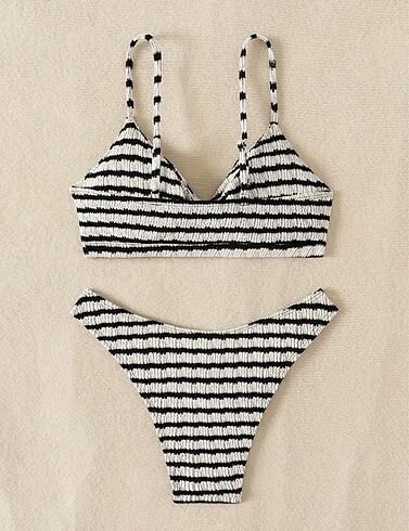 m Beden Çizgili bikini takımı
