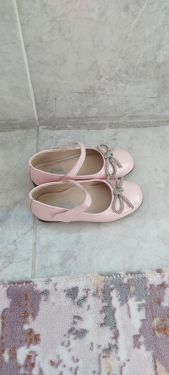 Pembe Fiyonk Detaylı Kız Babet ayakkabı - Görsel 3