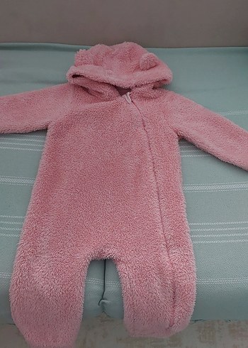 LC Waikiki Kız Bebek Pembe Kapüşonlu Peluş Tulumu