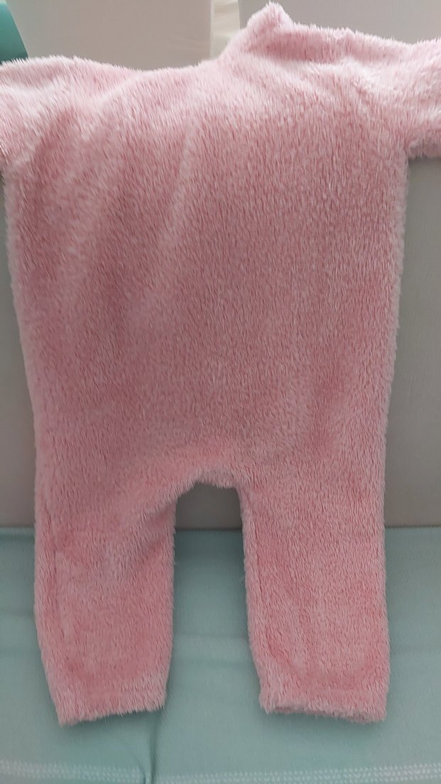 Kız Bebek Pembe Kapüşonlu Peluş Tulumu - Görsel 4