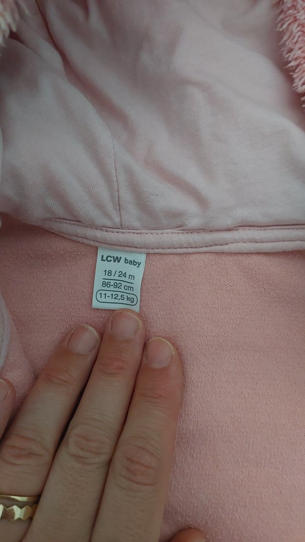 Kız Bebek Pembe Kapüşonlu Peluş Tulumu - Görsel 5