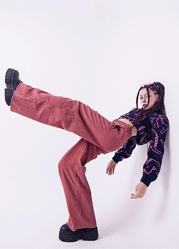 Urban Outfitters Fitilli Pink Kadife Pantolon
