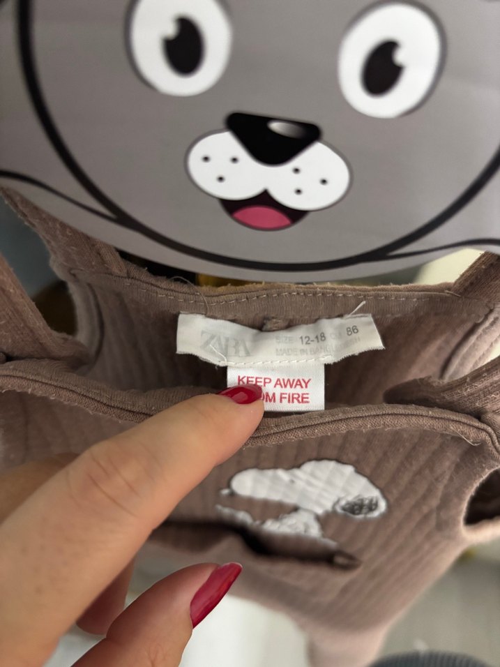 Erkek Çocuk Kahverengi Nakışlı Askılı Tulum - Görsel 5