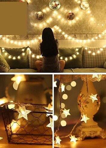 Beden sarı Renk 4 metre Fişli Led Işıklı Yıldız