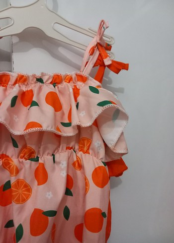 Renkli Turuncu Desenli Bebek Kız Tulum - Görsel 5