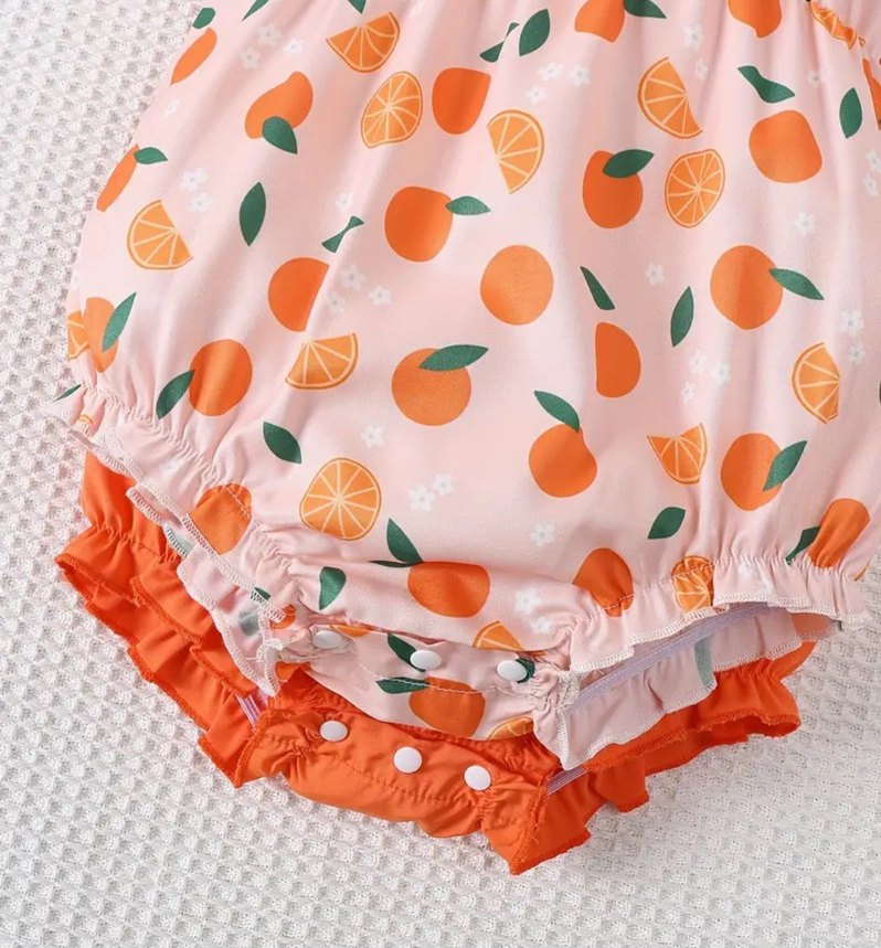 Renkli Turuncu Desenli Bebek Kız Tulum - Görsel 3