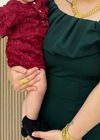 Yeşil Drapeli Uzun Abiye Elbise - Görsel 3