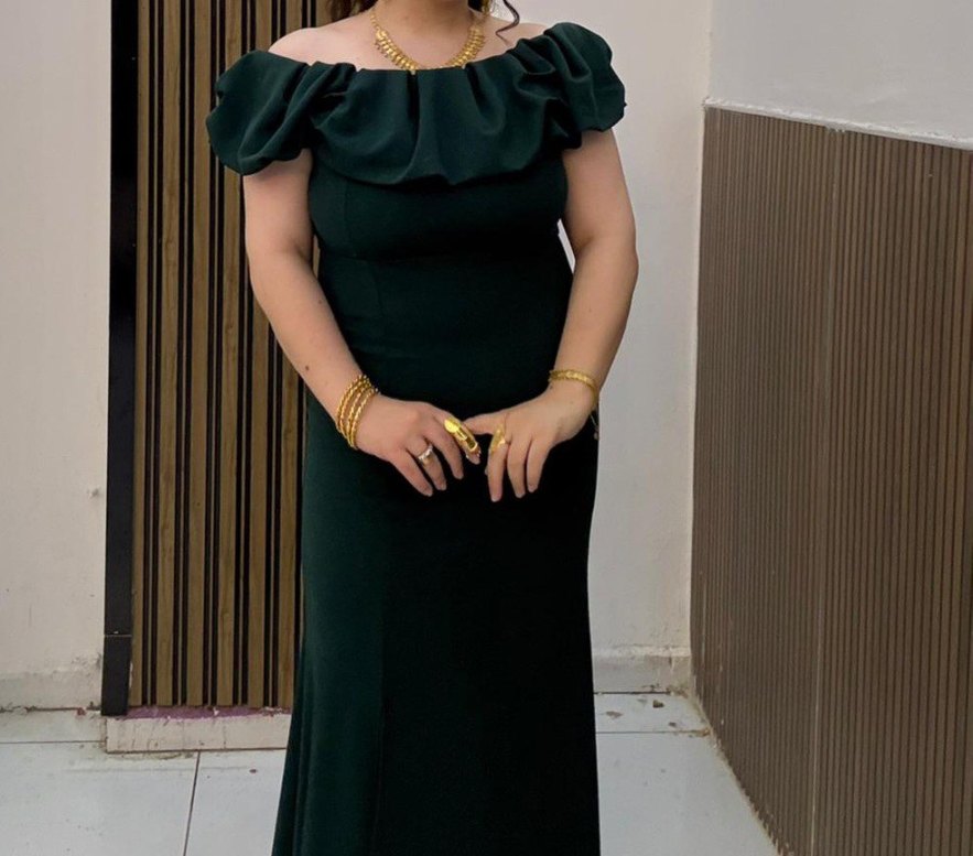 Yeşil Drapeli Uzun Abiye Elbise - Görsel 2