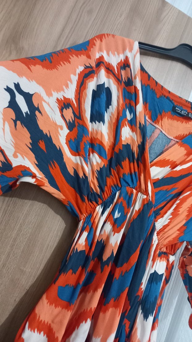 Renkli Batik Desenli Bohem Hamile Tunik - Görsel 2