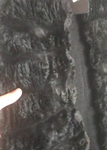 Kadın Siyah Uzun Kürk Peluş yelek Yelek - Görsel 3