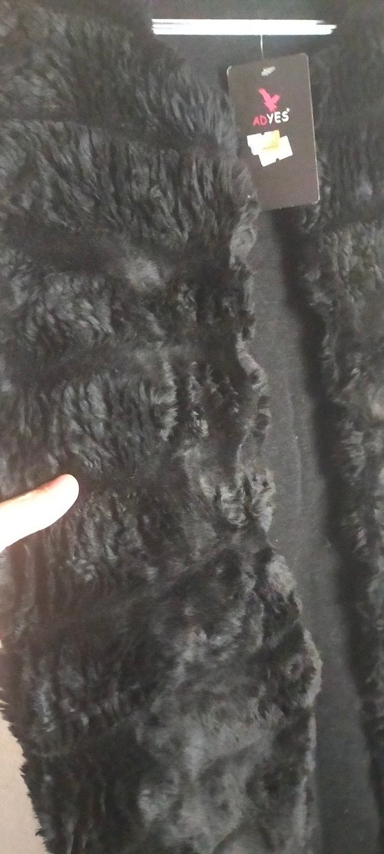 Kadın Siyah Uzun Kürk Peluş yelek Yelek - Görsel 3