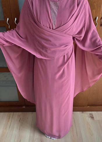Abiye Pembe Uzun Tüllü Salaş Abiye Elbise