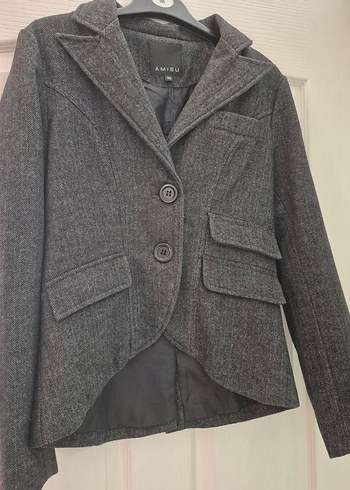 Gri Düğmeli Kadın Blazer Ceket